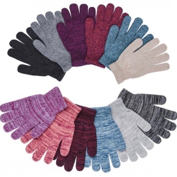 ⭐️ 5 for $25 Marled Pattern Knit MAMIA Ladies Poly Magic Gloves - Picture 7 of 7